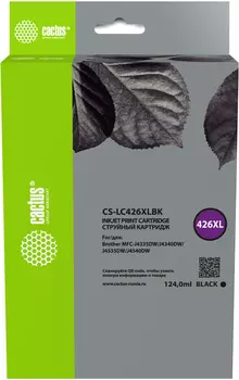 Картридж струйный Cactus CS-LC426XLBK (LC426XLBK), черный, совместимый, 124 мл, для Brother MFC-J4335DW/MFC-J4340DW/MFC-J4535DW/MFC-J4540DW