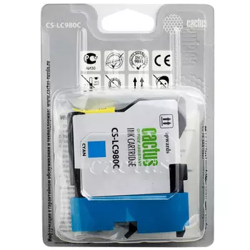 Картридж струйный Cactus CS-LC980C (LC-980C), голубой, совместимый, 260 страниц, 16 мл, для Brother DCP-145C, DCP-163C, DCP-165C, DCP-167C, DCP-195C, DCP-197C, DCP-365CN, DCP-375CW, DCP-377CW, MFC-250C, MFC-255CW, MFC-257CW, MFC-290C, MFC-295CN, MFC-297C