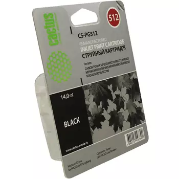 Картридж струйный Cactus CS-PG512 (PG-512), черный, совместимый, 14 мл, для Canon PIXMA-iP2700 / iP2702 / MP230 / MP240 / MP250 / MP252 / MP260 / MP270 / MP272 / MP280 / MP282 / MP480 / MP490 / MP492 / MP495 / MP499 / MX320 / MX330 / MX340 / MX350 / MX360 / MX410 / MX420