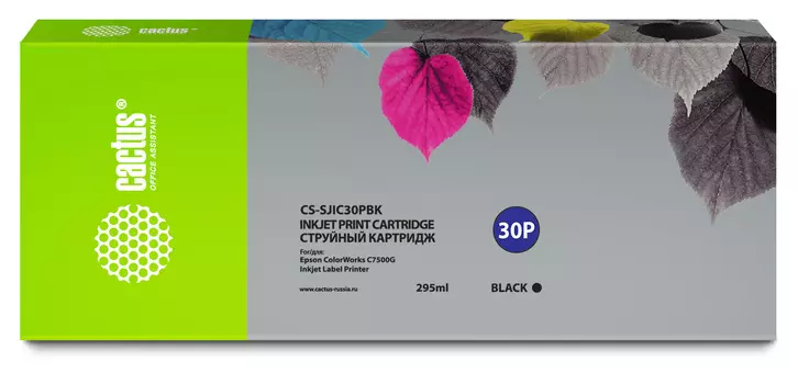 Картридж струйный Cactus CS-SJIC30PBK (SJIC30PBK/C33S020639), черный, совместимый, 295мл, для Epson ColorWorks TM-C7500G