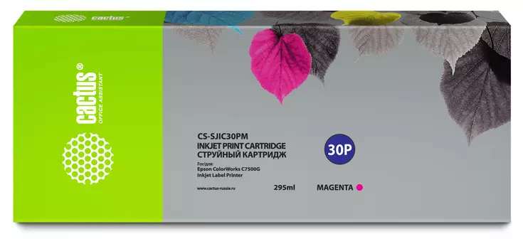 Картридж струйный Cactus CS-SJIC30PM (SJIC30PM/C33S020641), пурпурный, совместимый, 295мл, для Epson ColorWorks TM-C7500G