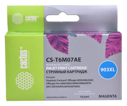 Картридж струйный Cactus CS-T6M07AE (903XL/T6M07AE), пурпурный, совместимый, 10 мл, для HP OJP 6950/6960/6970