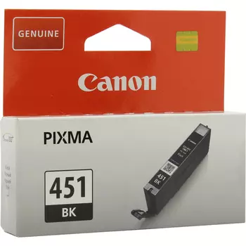 Картридж струйный Canon CLI-451Bk (6523B001), черный, оригинальный, ресурс 1645 страниц для Canon Canon PIXMA-iP7240 / iP8740 / iX6840 / MG5440 / MG5540 / MG5640 / MG6340 / MG6440 / MG6640 / MG7140 / MG7540 / MX924