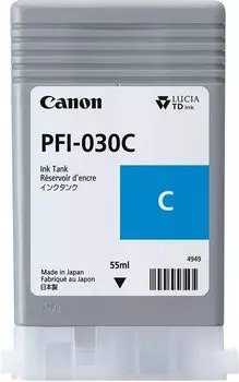 Картридж струйный Canon PFI-030C (3490C001), голубой, оригинальный, объем 55 мл для Canon imagePROGRAF TA-20/imagePROGRAF TA-30/imagePROGRAF TM-240/imagePROGRAF TM-340