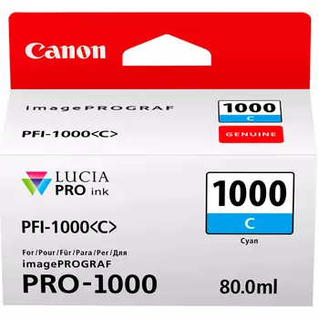 Картридж струйный Canon PFI-1000 PC (0547C001), голубой, оригинальный, объем 80 мл для Canon Canon imagePROGRAF PRO-1000