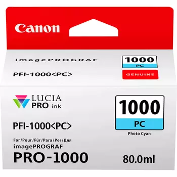 Картридж струйный Canon PFI-1000 PC (0550C001), фото голубой, оригинальный, объем 80 мл для Canon Canon imagePROGRAF PRO-1000