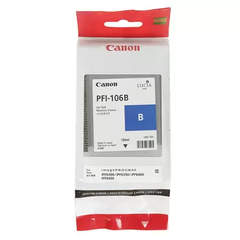 Картридж струйный Canon PFI-106 B (6629B001), синий, оригинальный, объем 130 мл для Canon Canon imagePROGRAF-iPF6300 / iPF6350 / iPF6400 / iPF6450