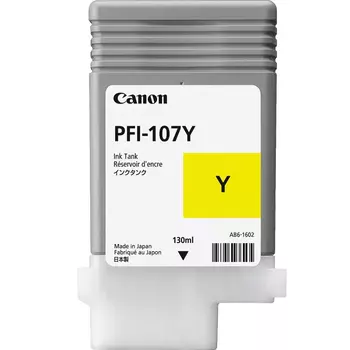 Картридж струйный Canon PFI-107Y (6708B001), желтый, оригинальный, объем 130 мл для Canon Canon imagePROGRAF-iPF680 / iPF685 / iPF780 / iPF785