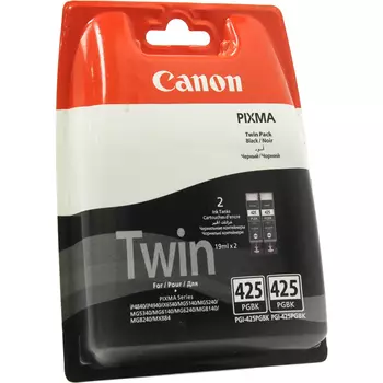 Картридж струйный Canon PGI-425PGBK Twin (4532B007), черный, оригинальный, объем 19мл, ресурс 330 страниц, для Canon PIXMA-iP4840 / iP4940 / iX6540 / MG5140 / MG5240 / MG5340 / MG6140 / MG6240 / MG8140 / MG8240 / MX714 / MX884 / MX894