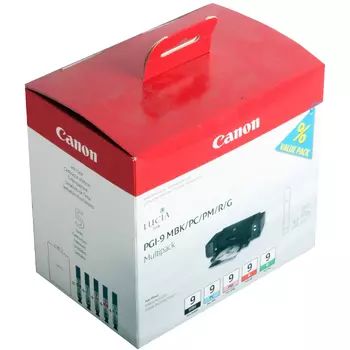 Картридж струйный Canon PGI-9 MBK/PC/PM/R/G (1033B011), черный матовый/фото-голубой/фото-пурпурный/красный/зеленый, оригинальный, объем 14мл, 5шт., для Canon PIXMA-Pro9500