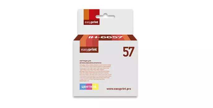 Картридж струйный EasyPrint IH-6657 (№57/C6657AE), цветной, совместимый, 550 страниц, для PSC 1110/1110v/1118/1200/1205/1209/1210/1210v/1210xi/1215/1216/1217/1219/1310/1311/1312/1315/1315v/1315xi/1317/1319/1340/1350/1350v/1350xi/1355/2105/2108/2110/2115/2171/2175/2179/2210/2410/2510/Photosmart 100/130/145/230/245/7150/7260/7345/7350/7450/7459/7550/7655/7660/7755/7760/7762/7960/7960GP/DeskJet 450CBi/450Ci/450wbt/5145/5150/5151/5550/5552/5650/5652/5655/5850/9650/9670/9680/9680GP/OfficeJet 4105/4110/4212/4215/4219/4255/5505/5510/5515/6110/6111/J5520/Digital Copier 410