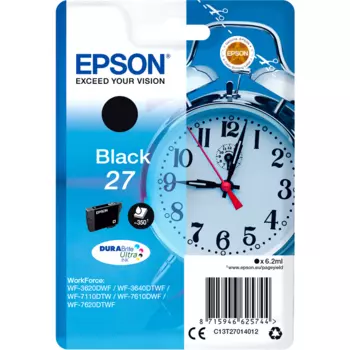 Картридж струйный Epson 27 (C13T27014012/C13T27014020/C13T27014022), черный, оригинальный, объем 6.2 мл, ресурс 350 страниц для Epson WF7110/7610/7620