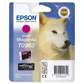 Картридж струйный Epson T0963 (C13T09634010), пурпурный, оригинальный, ресурс 865 страниц, для Epson Stylus Photo R2880