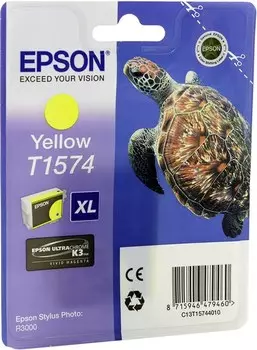Картридж струйный Epson T1574 (C13T15744010), желтый, оригинальный, ресурс 850 страниц для Epson Epson Stylus Photo R3000