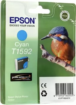 Картридж струйный Epson T1592 (C13T15924010), голубой, оригинальный, ресурс 850 страниц для Epson Epson Stylus Photo R2000