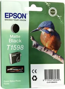 Картридж струйный Epson T1598 (C13T15984010), матовый черный, оригинальный, ресурс 850 страниц для Epson Epson Stylus Photo R2000