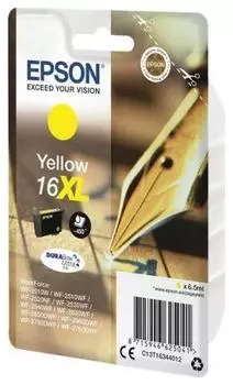 Картридж струйный Epson T1634 ( C13T16344012), желтый, оригинальный, объем 6.5мл, ресурс 450 страниц для WorkForce WF-2010W WF-2010, WF-2520, WF-2530, WF-2540