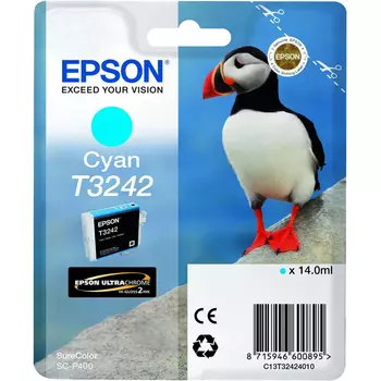 Картридж струйный Epson T3242 (C13T32424010), голубой, оригинальный, объем 14мл, для Epson SureColor SC-P400