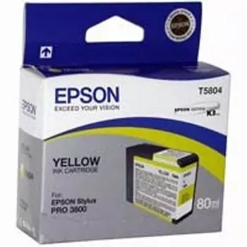 Картридж струйный Epson T5804 (C13T580400), желтый, оригинальный, объем 80мл, для Epson Stylus Pro 3800 / 3880 / 3880 Design Edition