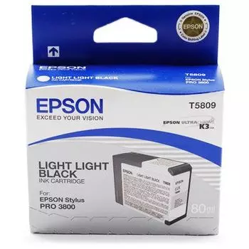 Картридж струйный Epson T5809 (C13T580900), светло-серый, оригинальный, объем 80 мл для Epson Epson Stylus Pro 3800 / 3880 / 3880 Design Edition