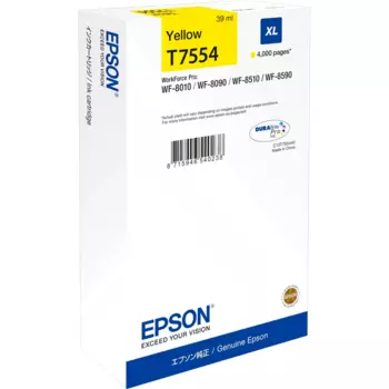 Картридж струйный Epson T7554 (C13T755440), желтый, оригинальный, ресурс 4000 страниц, для WorkForce Pro WF-8090DW