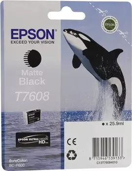Картридж струйный Epson T7608 (C13T76084010/C13T76084N10), матовый черный, оригинальный, ресурс 1100 страниц для Epson Epson SureColor SC-P600