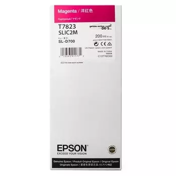 Картридж струйный Epson T7823 (C13T782300), пурпурный, оригинальный, объем 200 мл для Epson SureLab SL-D700