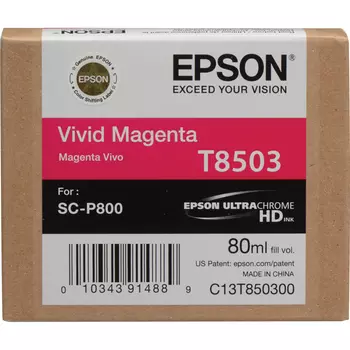 Картридж струйный Epson T8503 (C13T850300/C13T85030N), пурпурный, оригинальный, объем 80 мл для Epson SureColor SC-P8000