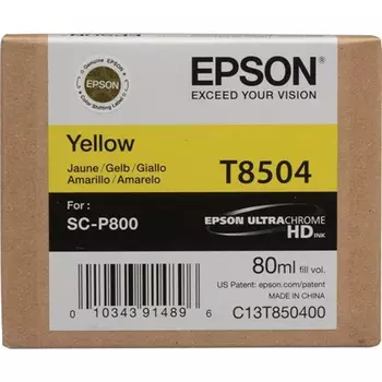 Картридж струйный Epson T8504 (C13T850400), желтый, оригинальный, объем 80 мл для Epson Epson SureColor SC-P800