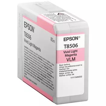 Картридж струйный Epson T8506 (C13T850600), светло-пурпурный, оригинальный, объем 80 мл для Epson Epson SureColor SC-P800
