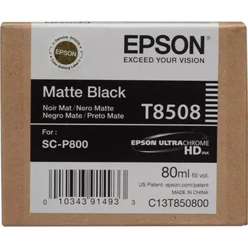 Картридж струйный Epson T8508 (C13T850800/C13T85080N), матовый черный, оригинальный, объем 80 мл для Epson Epson SureColor SC-P800
