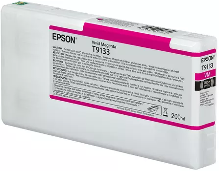 Картридж струйный Epson T9133 (C13T913300), пурпурный, оригинальный, объем 200 мл для Epson SureColor SC-P5000/SC-P5000 Spectro/SC-P5000V/SC-P5000V Spectro