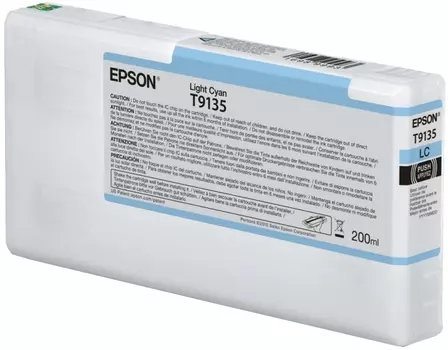 Картридж струйный Epson T9135 (C13T913500), светло-голубой, оригинальный, объем 200 мл для Epson SureColor SC-P5000/SC-P5000 Spectro/SC-P5000V/SC-P5000V Spectro