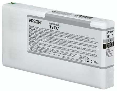 Картридж струйный Epson T9137 (C13T913700), серый, оригинальный, объем 200 мл для Epson SureColor SC-P5000/SC-P5000 Spectro/SC-P5000V/SC-P5000V Spectro