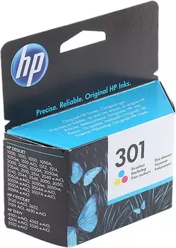 Картридж струйный HP 301 (CH562EE), голубой/пурпурный/желтый, оригинальный, ресурс 150 страниц для HP Dj 2050