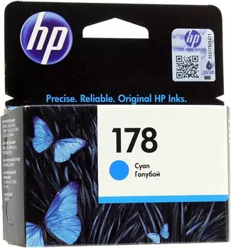 Картридж струйный HP 178 (CB318HE), голубой, оригинальный, ресурс 300 страниц, для HP Deskjet 3070A, HP Photosmart 5510 / 5515 / 6510 / 7510 / C5383 / C6383 / D5463, B8553