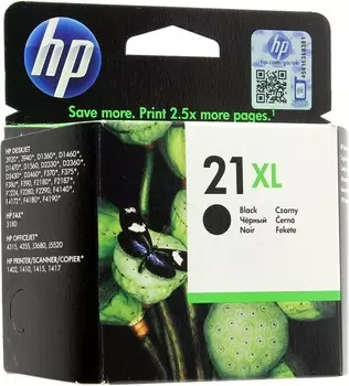 Картридж струйный HP 21XL (C9351CE), черный, оригинальный, ресурс 475 страниц, для HP Officejet J3680 / 4355, HP Deskjet D2360 / D2460 / F2180 / F380 / F4180 / D1530 / 3940, HP PSC 1410