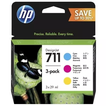 Картридж струйный HP 711 (P2V32A), многоцветный, оригинальный, объем 29мл, 3шт., для HP DesignJet T120/T520