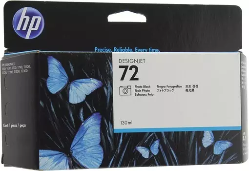 Картридж струйный HP 72 (C9370A), фото черный, оригинальный, объем 130 мл для HP HP Designjet T1100 / T610 / T1200 / T1300 / T620 / T770 / T790 / T1120 / T2300 / T795