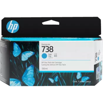 Картридж струйный HP 738 (498N5A), голубой, оригинальный, объем 130 мл для HP DJ T850/DJ T950
