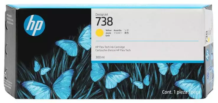 Картридж струйный HP 738 (676M8A), желтый, оригинальный, объем 300 мл для HP