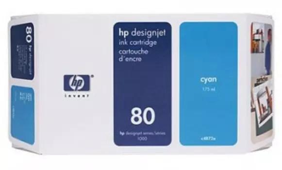 Картридж струйный HP 80 (C4846A), голубой, оригинальный, объем 350мл, для HP Designjet 1050c / 1050c Plus / 1055cm / 1055cm Plus