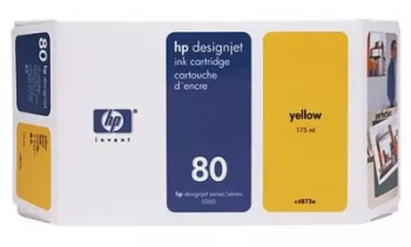 Картридж струйный HP 80 (C4848A), желтый, оригинальный, объем 350мл, для HP Designjet 1050c / 1050c Plus / 1055cm / 1055cm Plus
