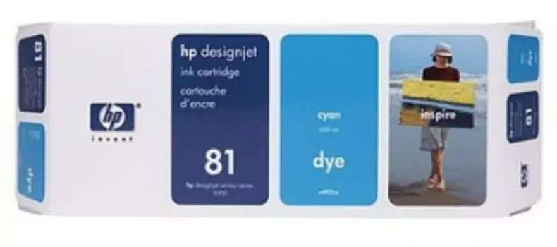Картридж струйный HP 81 (C4931A), голубой, оригинальный, объем 680мл, ресурс 1000 страниц, для Designjet 5000 / 5500