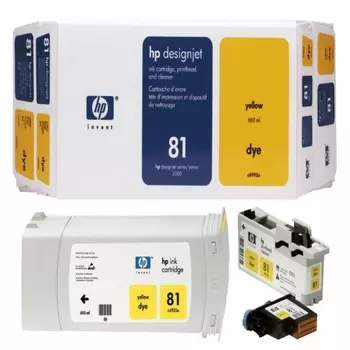 Картридж струйный HP 81 (C4933A), желтый, оригинальный, объем 680мл, ресурс 1000 страниц, для Designjet 5000 / 5500