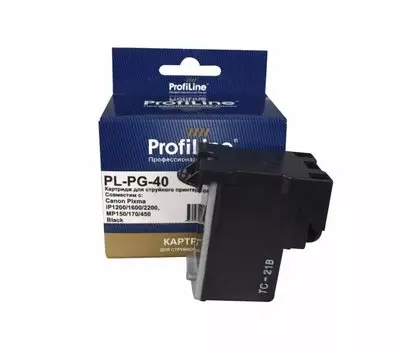 Картридж струйный ProfiLine PL-PG-40, черный, совместимый, 16 мл, для Canon FAX-JX200/210/500/510/MultiPASS-450/PIXMA-MP140/MP150/MP160/MP170/MP180/MP190/MP210/MP220/MX300/MX310/MP450/MP460/iP1200/iP1300/iP1600/iP1700/iP1800/iP1900/iP2200/iP2500/iP2600
