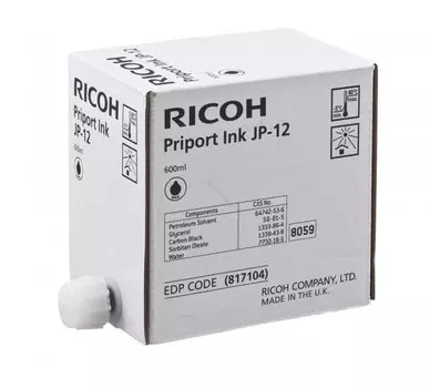 Картридж струйный Ricoh JP-12 (817104), черный, оригинальный, объем 600 мл, 5 шт. для Ricoh Priport JP3000/1210/1250/1215/1255/DX3240/3440/3243/3443/3324/3344