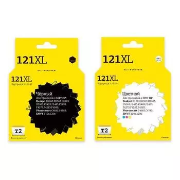 Картридж струйный T2 IC-H121XL_MP (CC641HE/CC644HE), черный, цветной, совместимый, для DJ D1660/DJ D1663/DJ D2560/DJ D2563/DJ D2660/DJ D2663/DJ D5560/DJ D5563/DJ F2420/DJ F2423/DJ F2480/DJ F2483/DJ F2492/DJ F2493/DJ F4275/DJ F4273/DJ F4274/DJ F4280/DJ F4283/DJ F4293/DJ F4294/DJ F4480/DJ F4483/DJ F4583