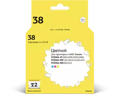 Картридж T2 IC-CCL38 ( CL-38) для Canon PIXMA iP1800/1900/2500/2600/MP140/190/210/220/470/MX300/310, цветной