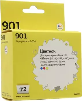 Картридж струйный T2 IC-H656 (№901/CC656AE), цветной, совместимый, для HP OJ J4524/J4535/J4580/J4624/J4660/J4680/4500 G510